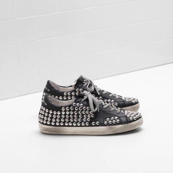 Golden Goose Super Star Sneakers All Over Metal Studs Black Men