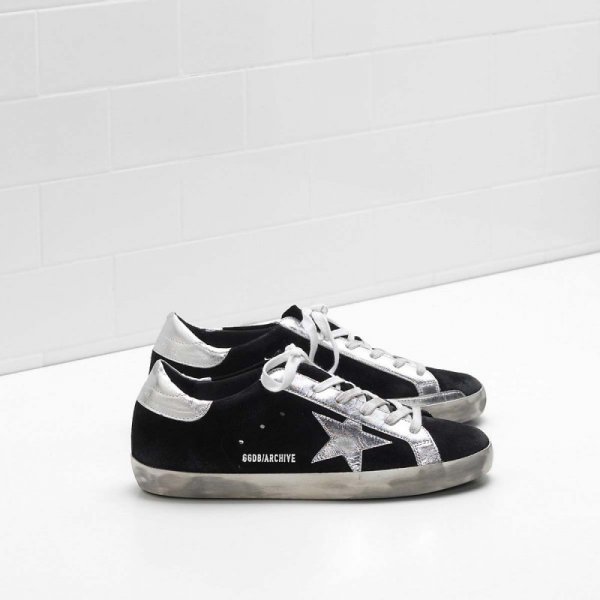 Golden Goose Super Star Sneakers Black Silver Metal Men