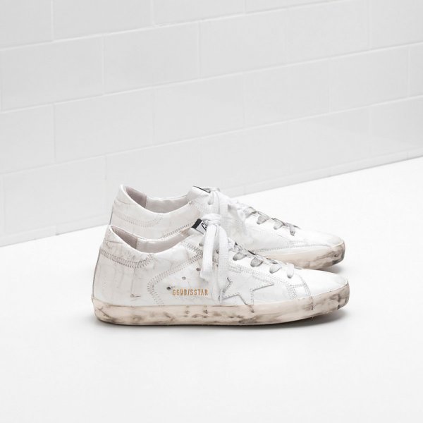 Golden Goose Super Star Sneakers Crocodile Texture White Men