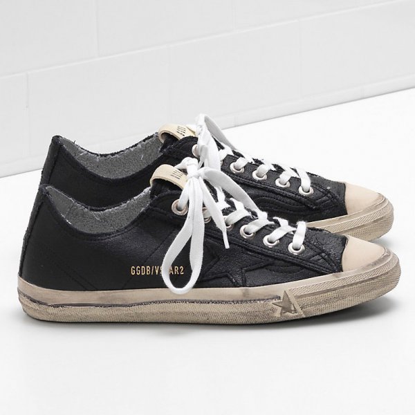 Golden Goose V-Star Sneakers Handdrawn Marker Effect Line Black Men